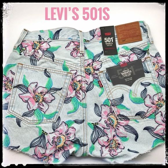 Levi’s 501 Hella Bloom Cut-Off High-Rise S… - Picture 1 of 12